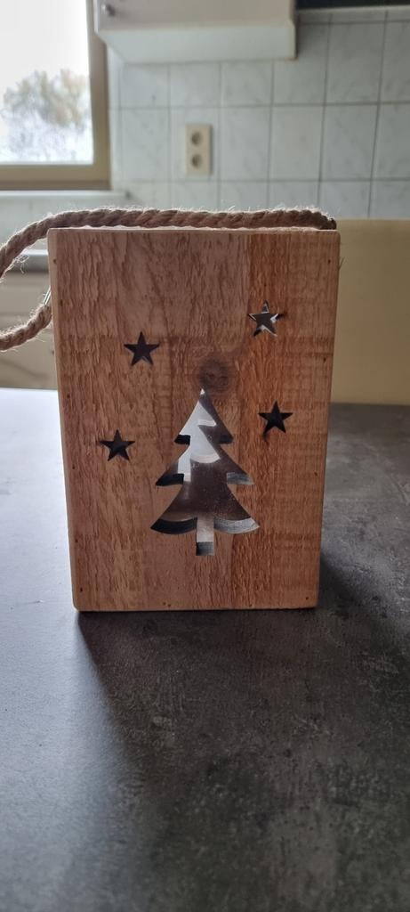 Houten lantaarn met glas (nieuw), Ophalen of Verzenden, Nieuw