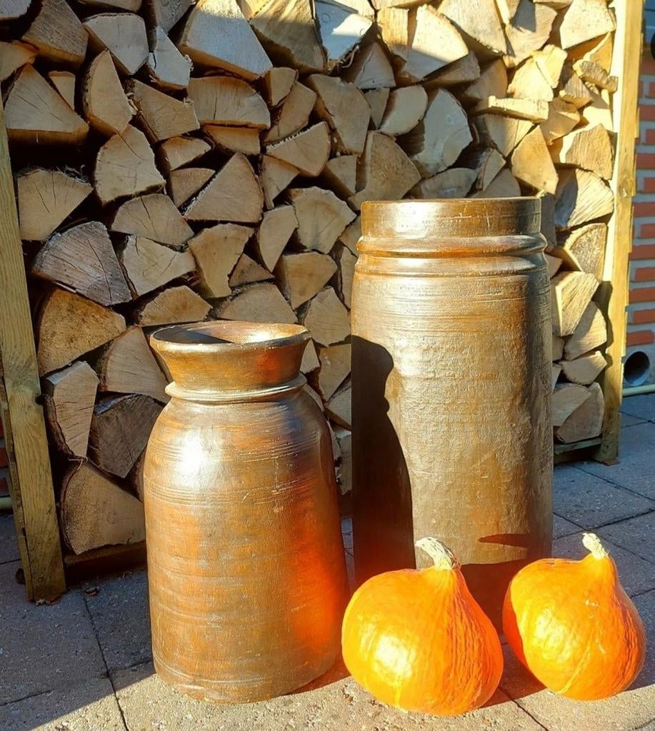 Houten pot, kruik uit India, antieke melkpot, Antiek en Kunst, Curiosa en Brocante, Ophalen of Verzenden