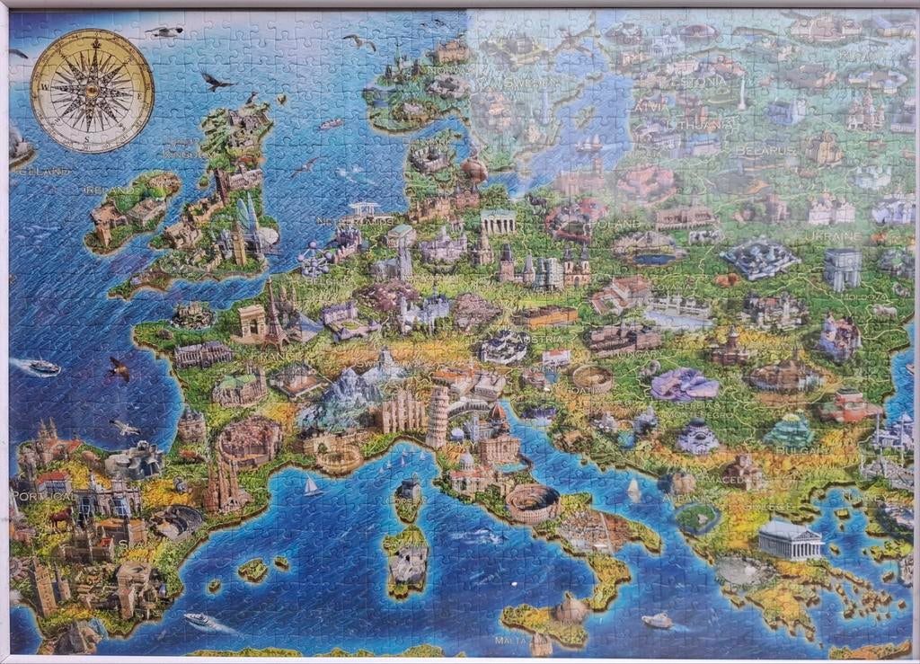 Puzzle complet 1000 pièces, dessin animé Europe, Enlèvement ou Envoi
