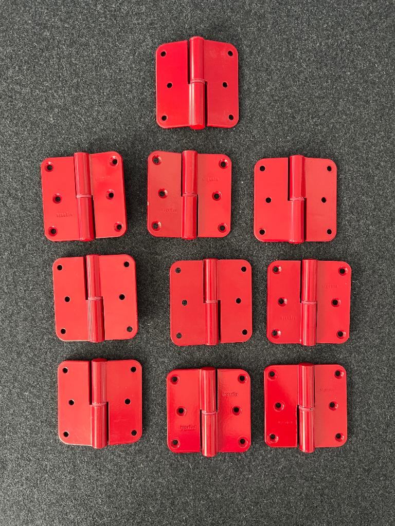 10 Argenta scharnieren van rood gelakt metaal 80x80mm, Ophalen, Zo goed als nieuw