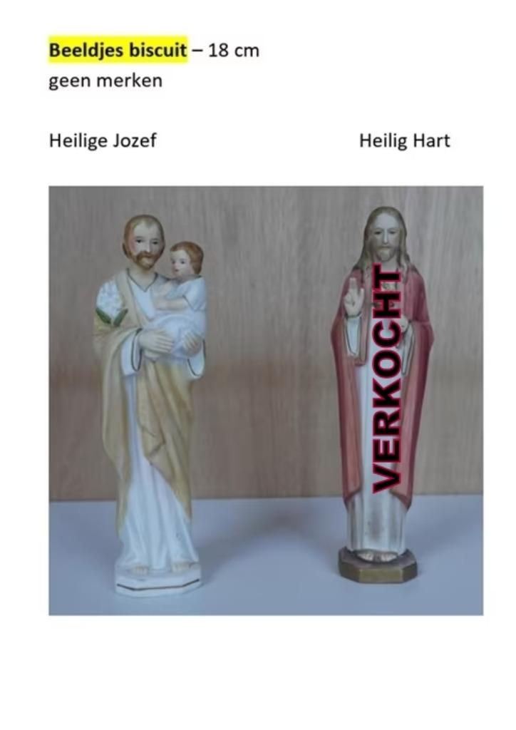 Heiligenbeeld biscuit H. Jozef H18cm, Antiek en Kunst, Ophalen of Verzenden