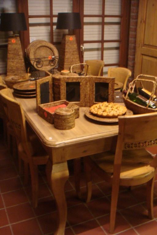 MASSIEVE OUD GRENEN EETTAFEL + 6 stoelen Flamant, Enlèvement, Neuf
