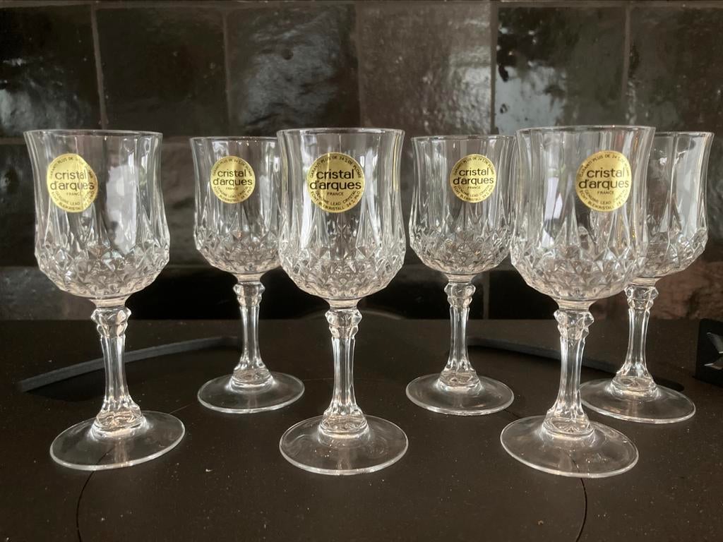 5 aperitief glaasjes kristal Cristal d’Arques, Ophalen of Verzenden, Zo goed als nieuw
