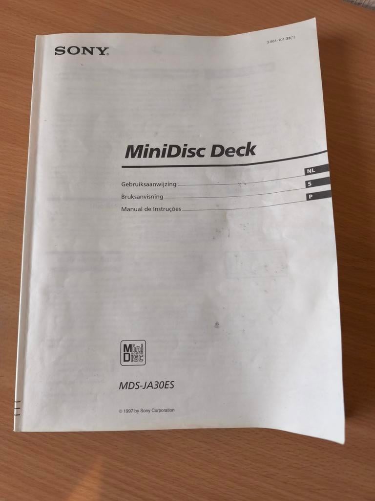 Sony Minidisc deck MDS-JA30ES, Enlèvement ou Envoi