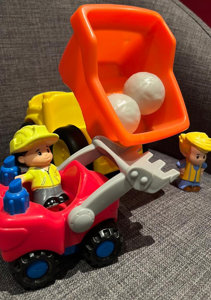 Fisher Price - Little People graafmachine en vrachtwagen, Ophalen, Zo goed als nieuw, Auto of Voertuig, Met geluid