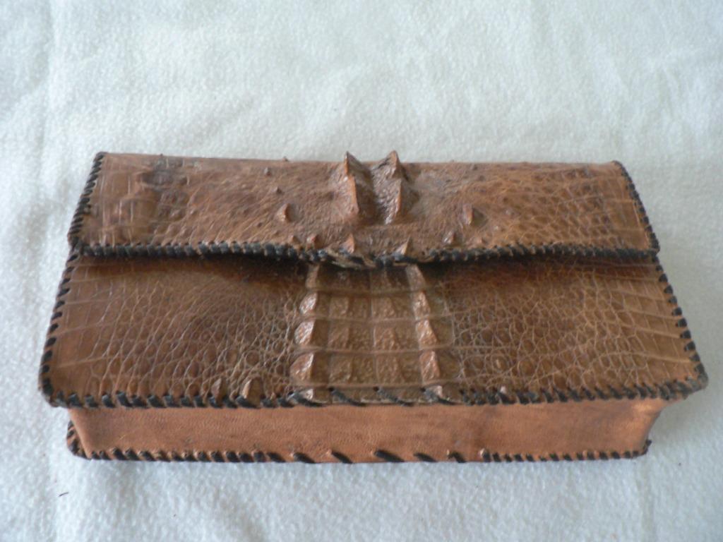 croco handtas vintage sac à main en cuir de croco 1930/1940, Enlèvement ou Envoi, Utilisé, Brun, Sac à main