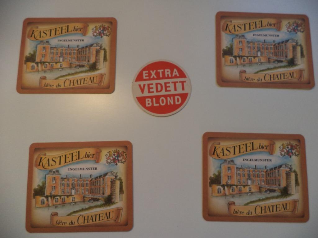 5x bierviltjes Kasteelbier Ingelmunster & extra Vedett blond, Ophalen of Verzenden