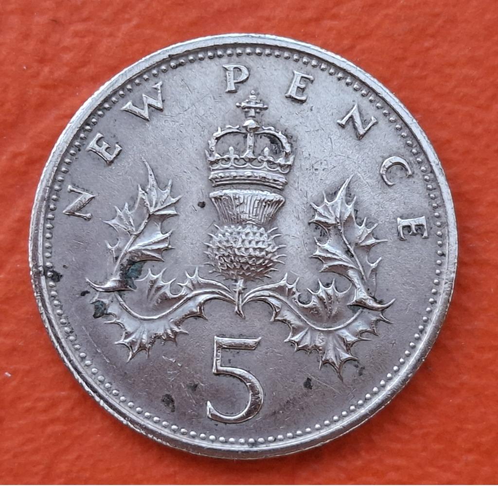 Munt Engeland Elisabeth II - 5 nieuwe penningen - 1968, Verzenden, Overige landen, Losse munt