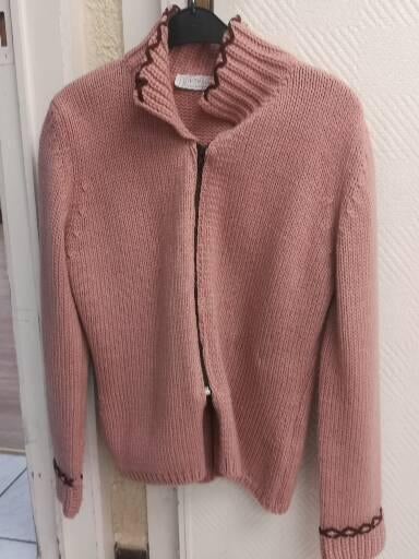 Cardigan zippé rose L, Enlèvement ou Envoi, Rose
