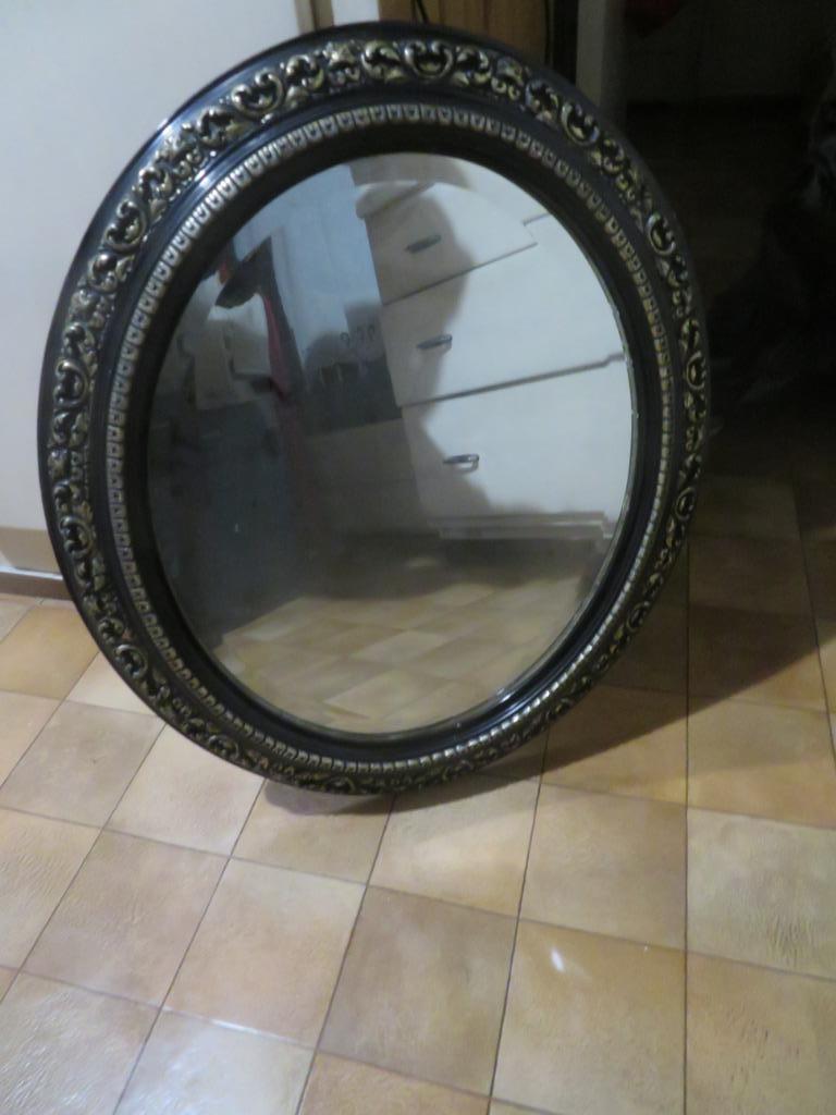 Antieke ovale spiegel met geslepen glas, Ophalen, Ovaal, 50 tot 100 cm, Minder dan 100 cm