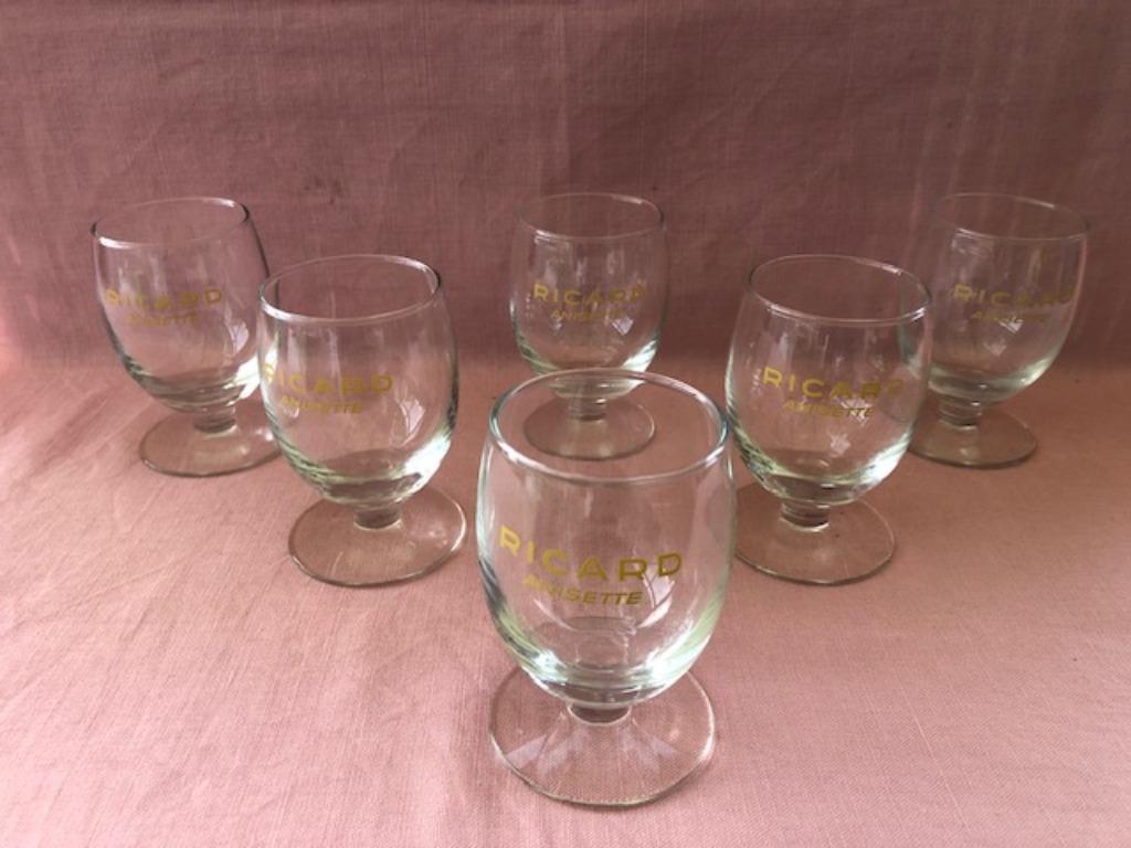 6 grands ballons Ricard en verre ancien jaune RICARD Anisett, Enlèvement ou Envoi, Comme neuf, Ustensile