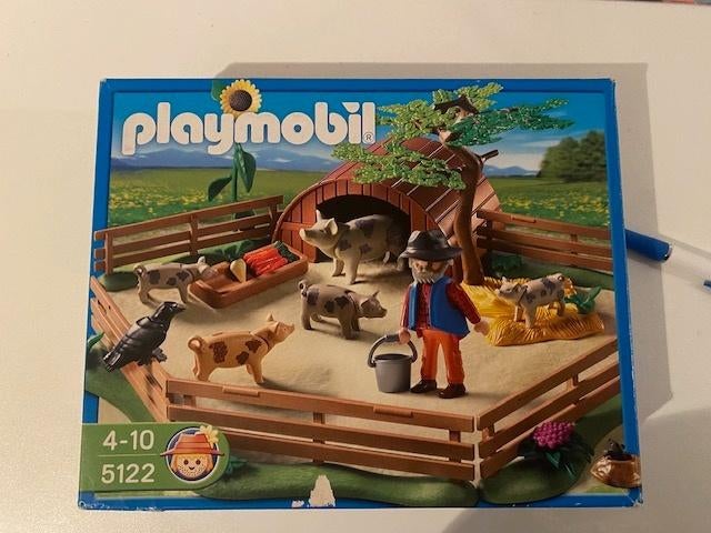 playmobil 5122 boer met varkens met doos en boekje, Ophalen
