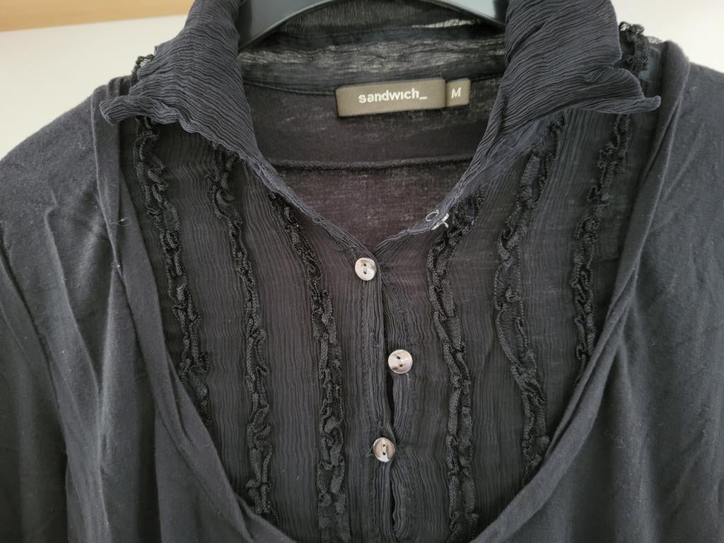 Zwarte blouse Sandwich_ 38/M viscose, Maat 38/40 (M), Zwart, Ophalen of Verzenden, Zo goed als nieuw