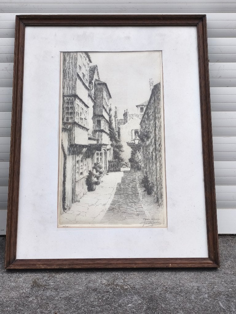 Eau forte signe Fernand giele, Antiek en Kunst, Kunst | Etsen en Gravures, Ophalen of Verzenden