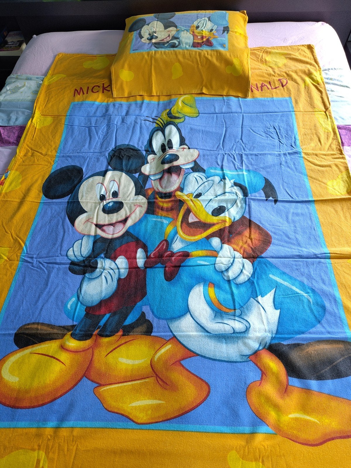Dekbedovertrek, Mickey mouse, 1 persoon, flanel, Kinderen en Baby's, Kinderkamer | Beddengoed, Gebruikt, Overige merken, Jongetje of Meisje