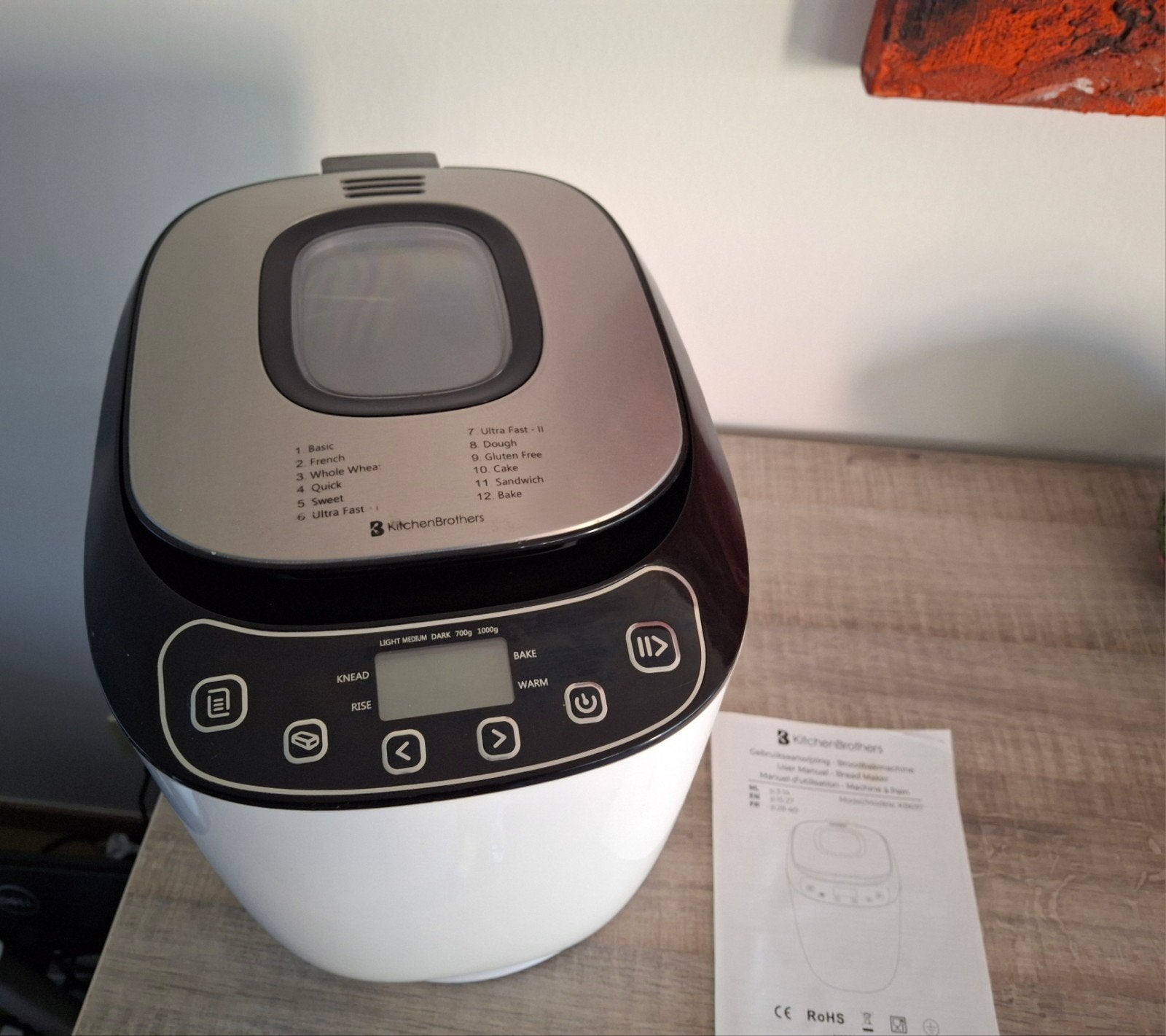 Broodbakmachine, Elektronische apparatuur, Gebruikt, 800 tot 1200 gram deeg, Kijkvenster, Ophalen