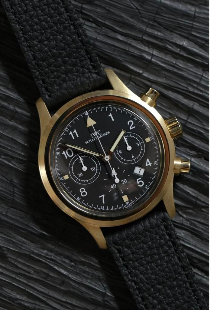 Montre IWC 18k Authentique Chronograph, Bijoux, Sacs & Beauté, Enlèvement ou Envoi, Comme neuf, Or, Or