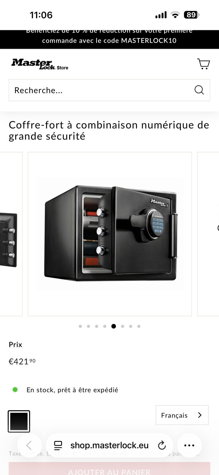Coffre fort Master lock L neuf jamais ouvert, Ophalen, Nieuw, Brandkast