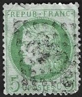 1 Postzegel Frankrijk 1872 Ceres Goden, Enlèvement ou Envoi, Affranchi