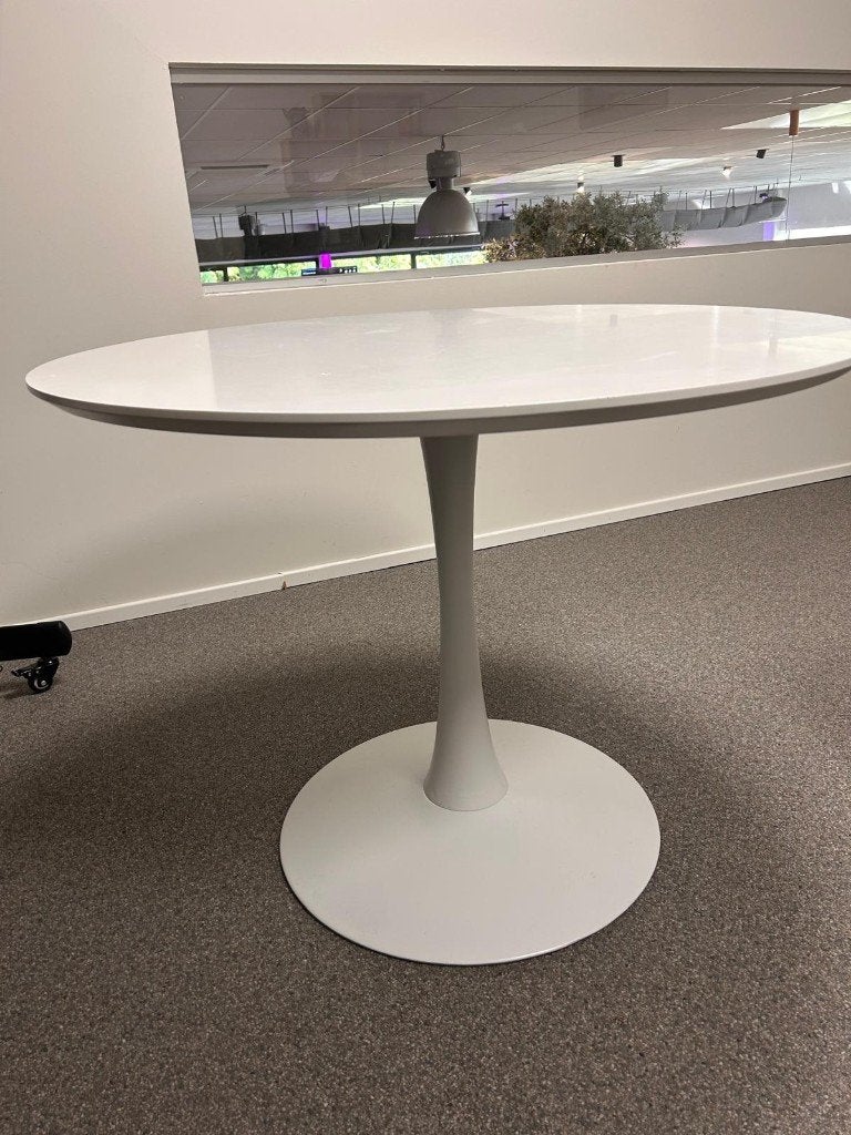 Witte ronde tafel, Kunststof, Gebruikt, 50 tot 100 cm, Rond
