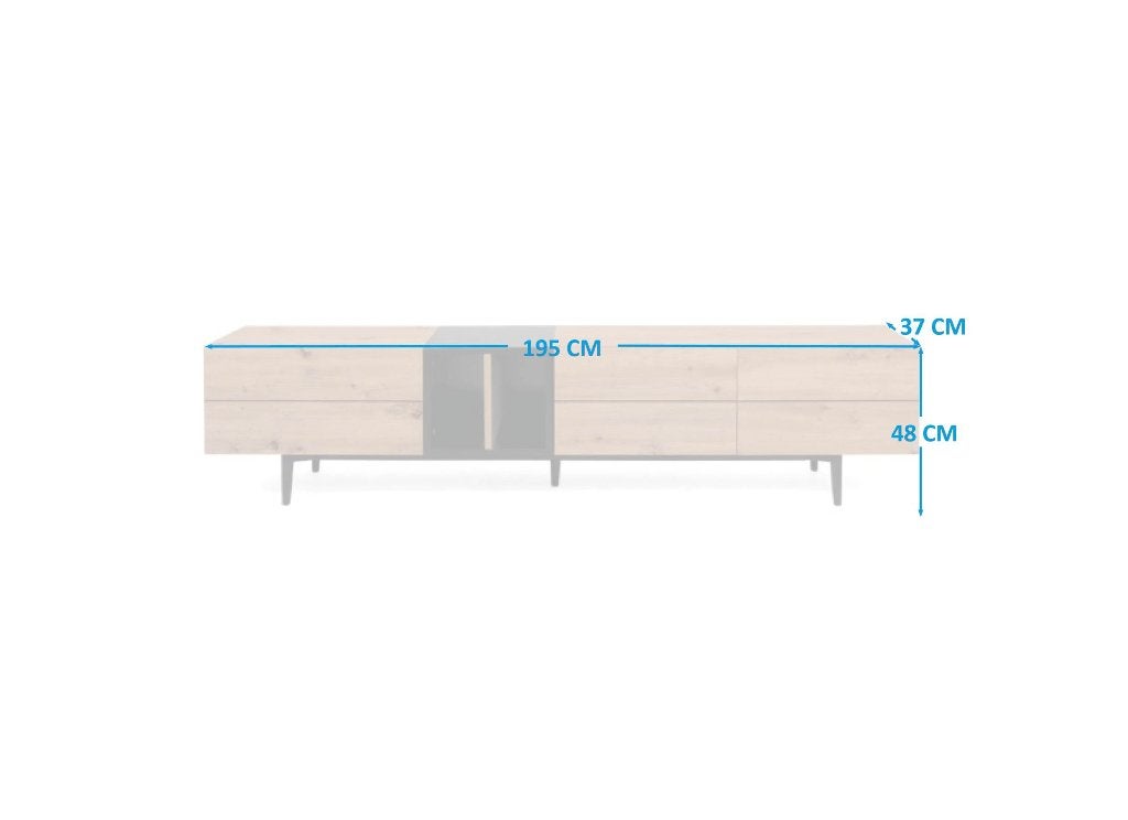 Tv-meubel Nola 195cm - melamine - artisanale eik, 25 à 50 cm, Moins de 100 cm, 150 à 200 cm, Comme neuf