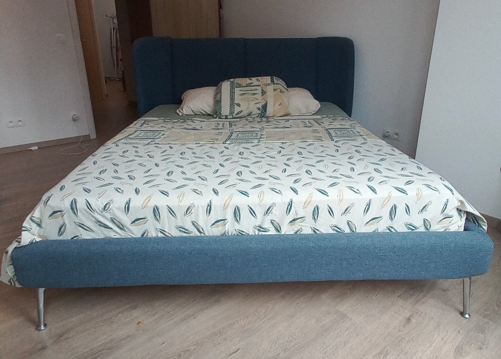 Lit queen size metalassé, Maison & Meubles, Tissu, Queen size, Comme neuf, Enlèvement