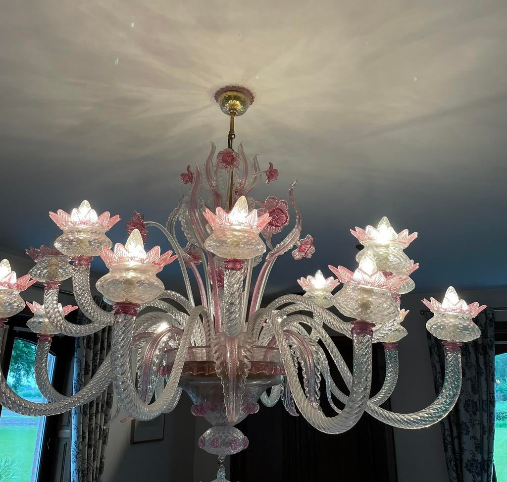 Roze Murano Kroonluchter, Huis en Inrichting, Ophalen, Glas