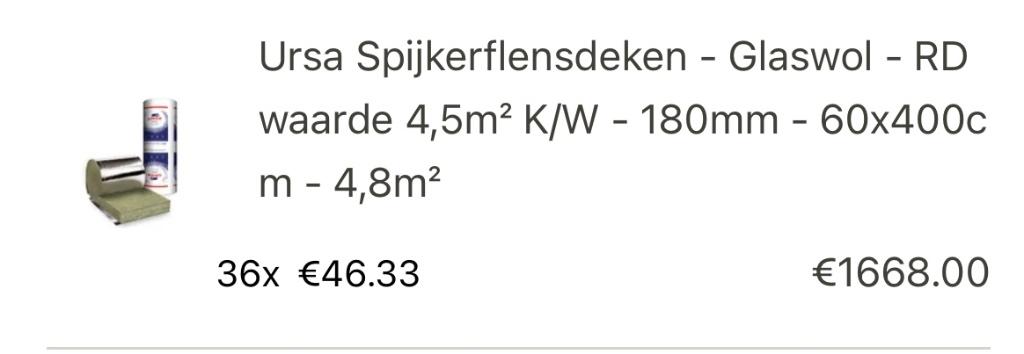 Isolatie te koop!, Nieuw, 15 m² of meer, 8 tot 12 cm, Glaswol