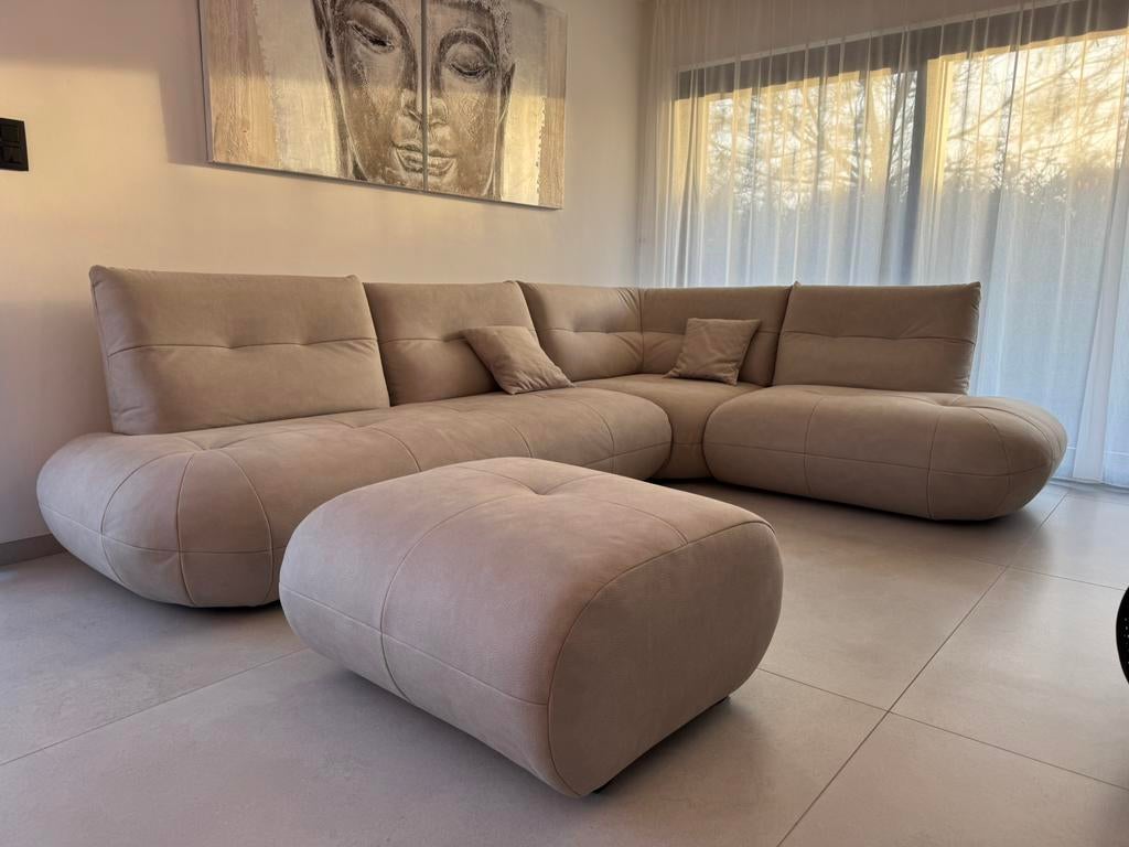 Salon en coin + pouf, Enlèvement, Comme neuf