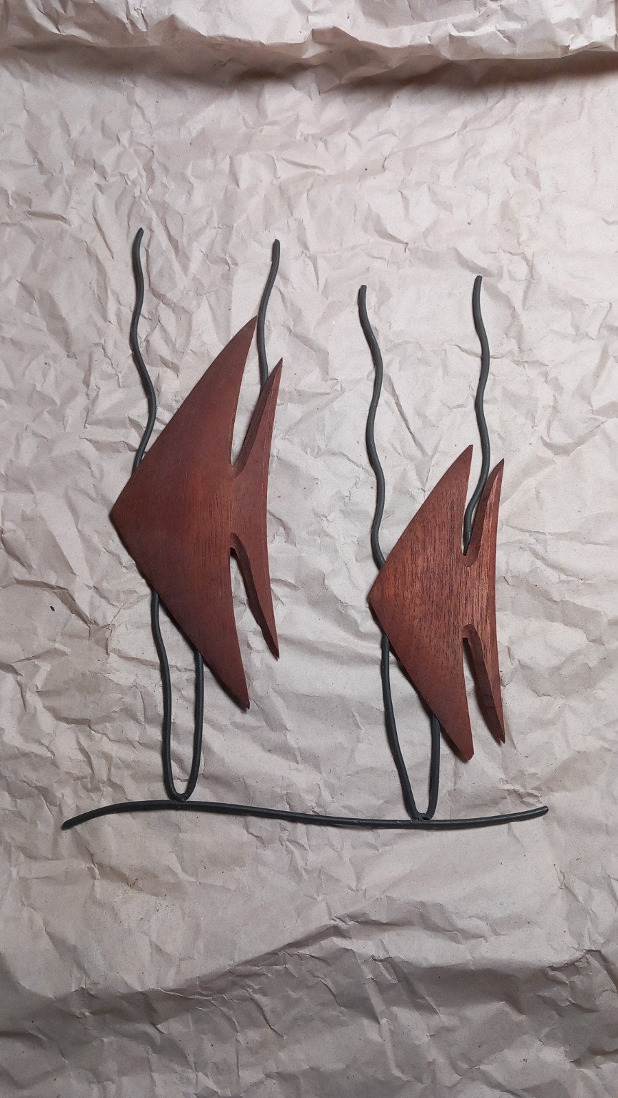 2 poissons en bois, 20 cm, Vintage, Enlèvement, Bois