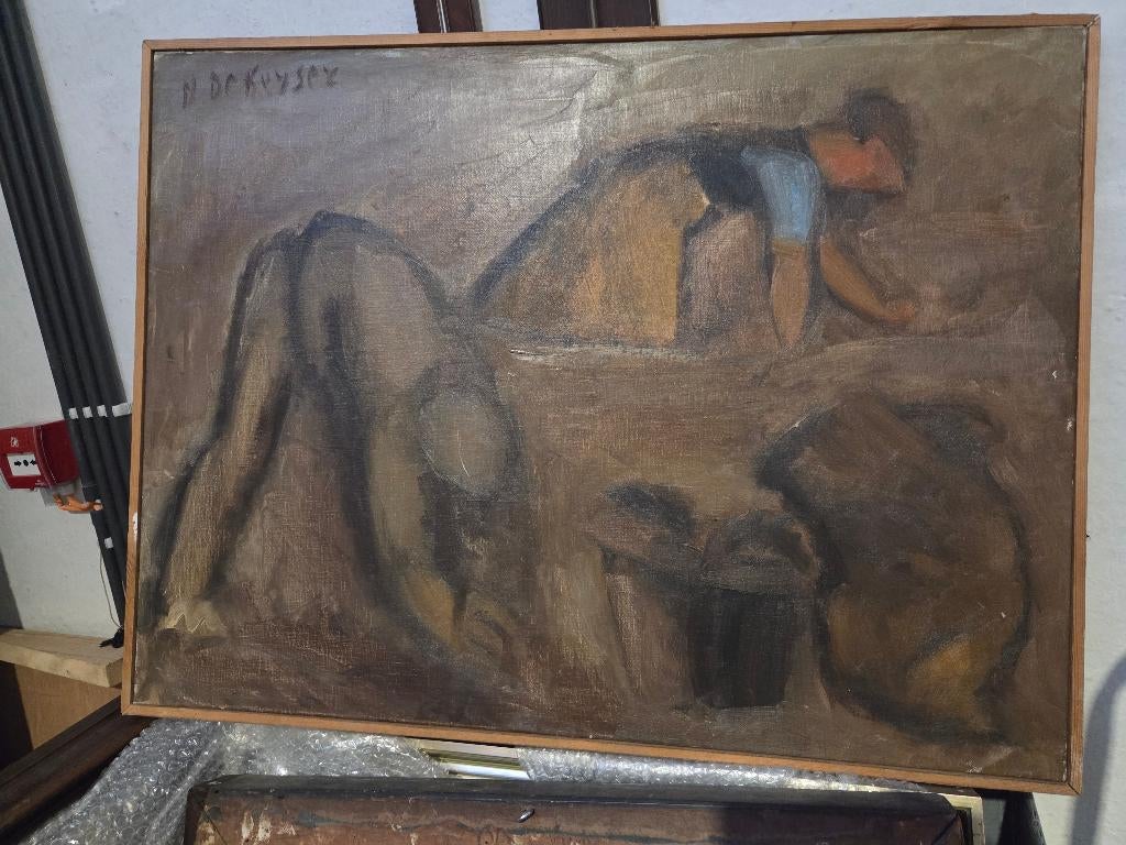 M. De Keyzer; schilderij: 'Boer en vrouw', expressionisme, Antiek en Kunst, Kunst | Schilderijen | Modern, Ophalen