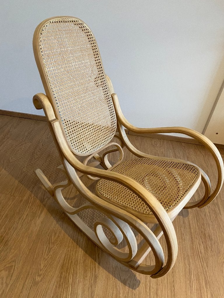 Rocking-chair vintage en bois courbé et cannage, Enlèvement