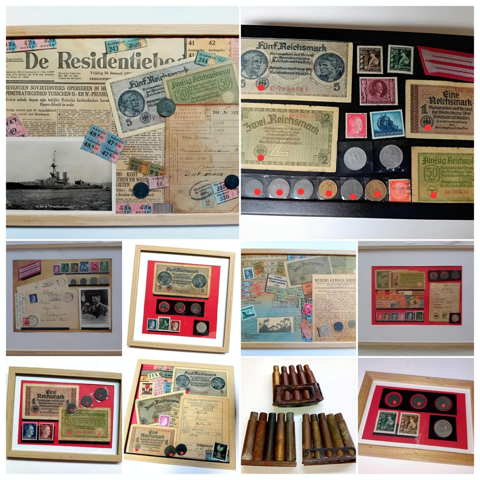 Grande collection de militaria de la Seconde Guerre mondiale, Enlèvement ou Envoi, Armée de terre, Douilles ou Pièces de fouille
