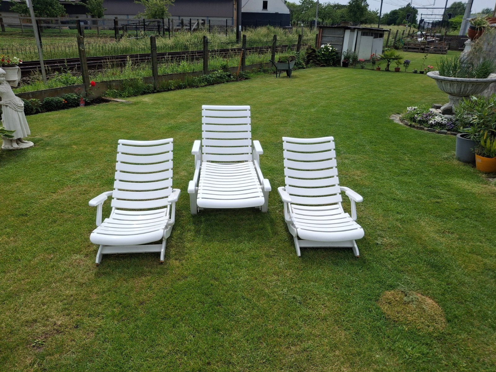 Sterke tuinstoelen hoogte verstelbaar met bijhorende kussens, Enlèvement, Réglable