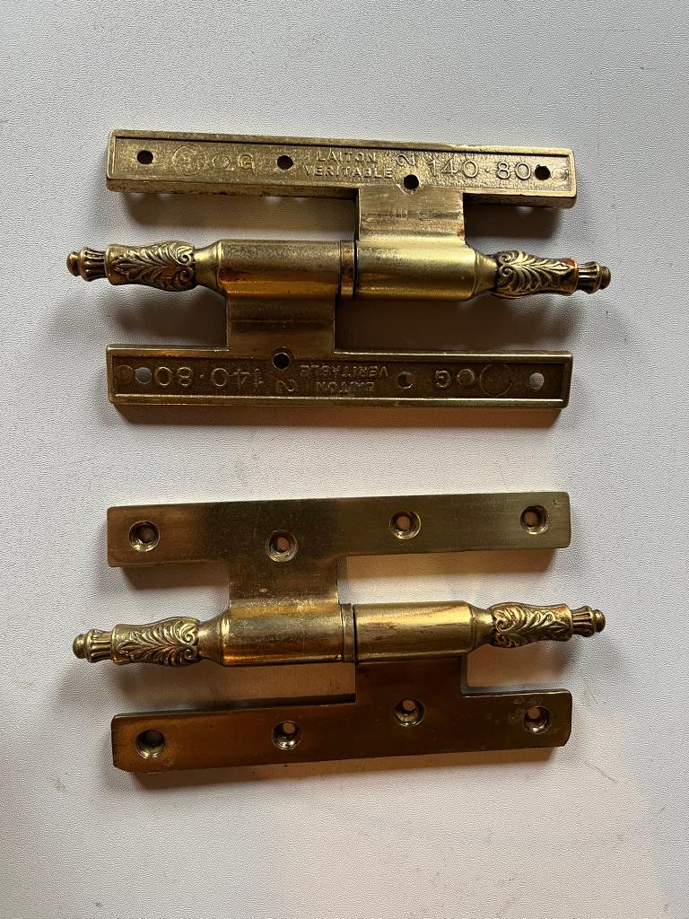 Deurbeslag messing scharnier, Antiek en Kunst, Ophalen of Verzenden, Brons