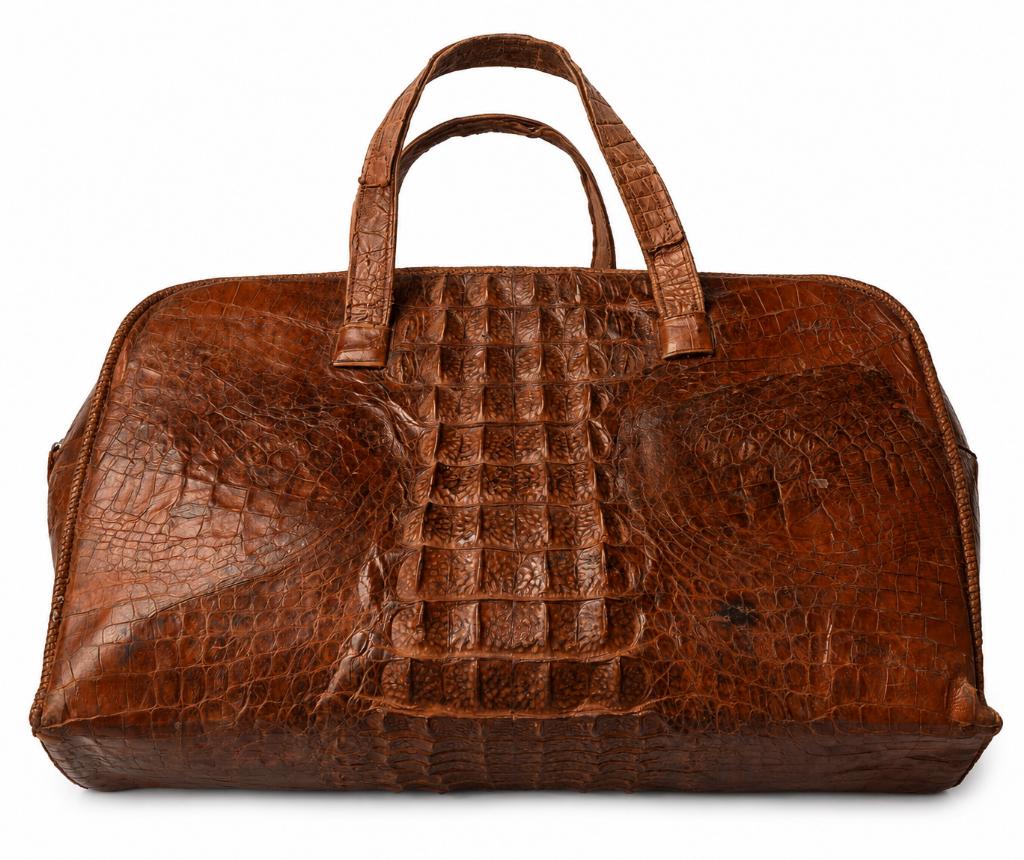 Grand sac vintage années 50 en cuir exotique, Enlèvement ou Envoi, Utilisé, Brun, Sac à bandoulière