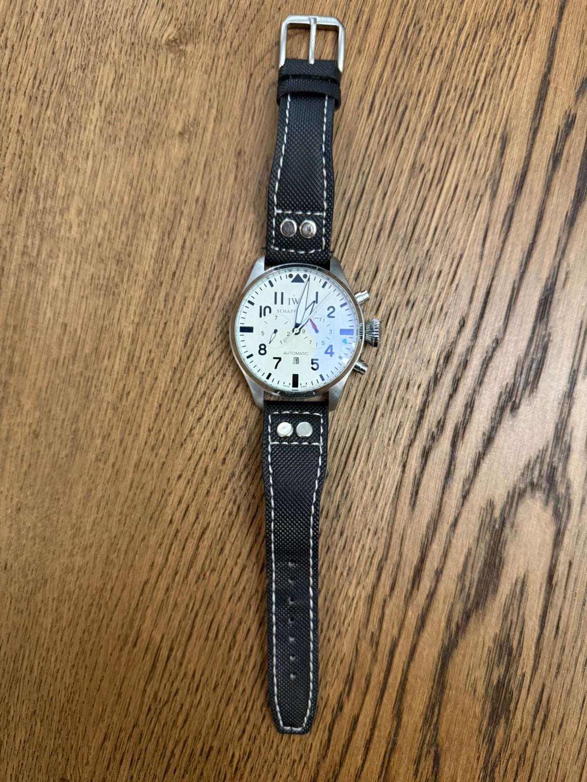 Pilotenhorloge Chronograaf (IWC Hommage Style) - Zwarte Band, Enlèvement, Acier