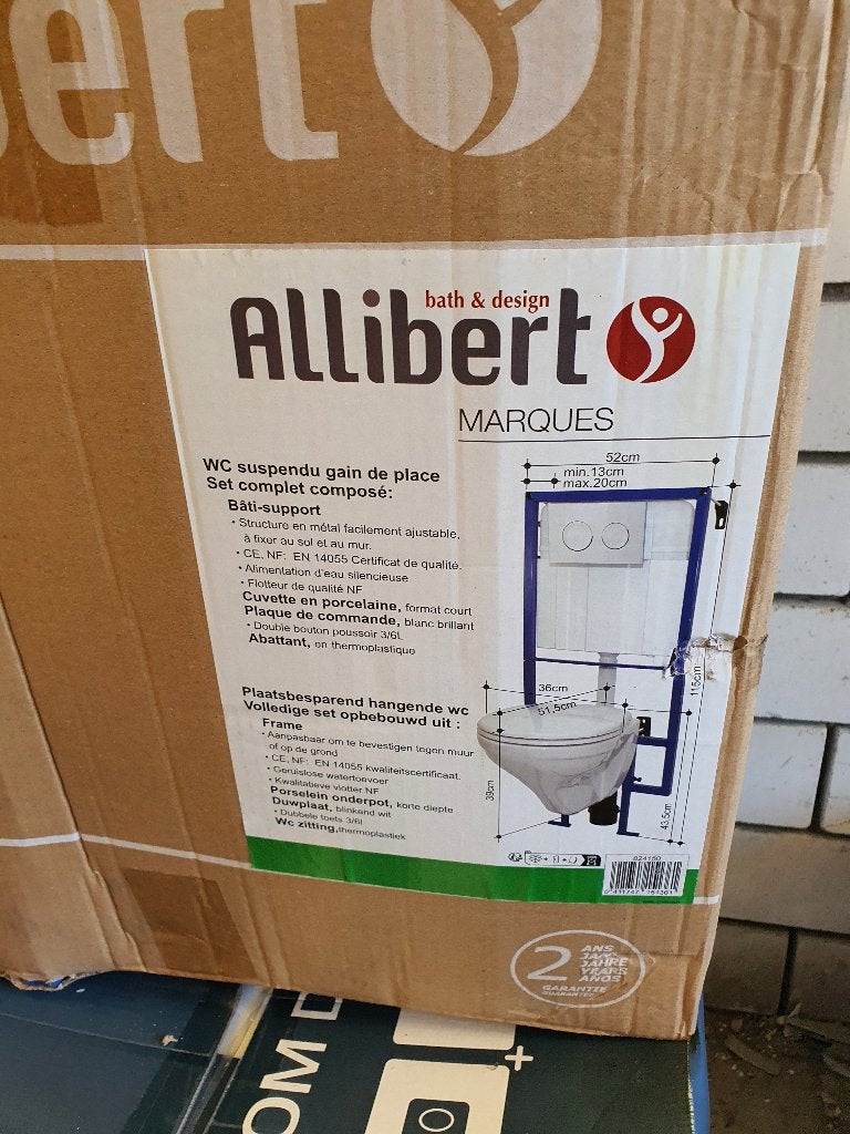 niuew Allibert Marques ophang WC-pack met duwplaat Het toile, Ophalen, Nieuw, Inox, Toilet