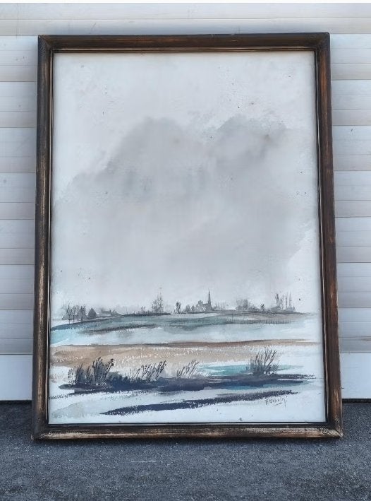 Aquarelle paysage signe Fernand urbain, Antiquités & Art, Art | Peinture | Classique, Enlèvement ou Envoi, Aquarelle, Paysage