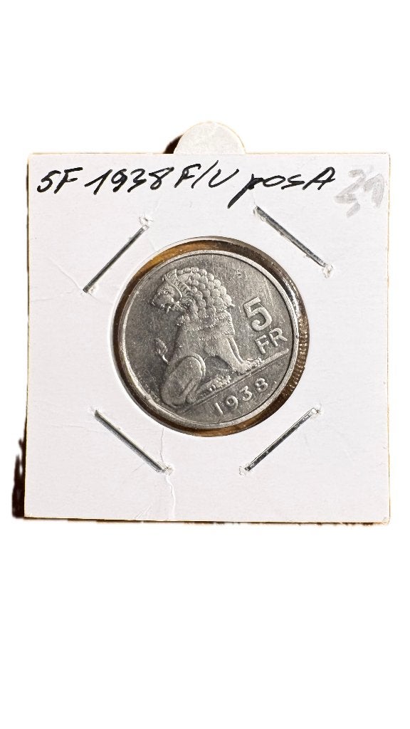 LEOPOLD III: 5 FRANCS 1938FV positie A (2), Ophalen of Verzenden