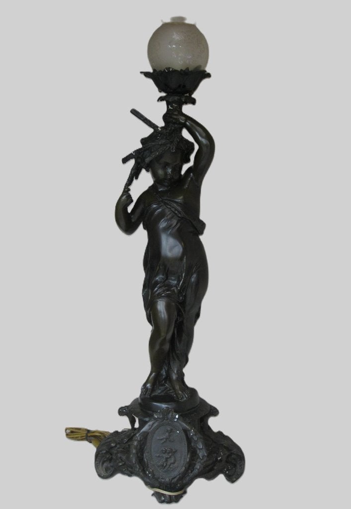 Immens grote bronzen lamp - hoogte 103cm - brons, Antiek en Kunst, Ophalen, Brons