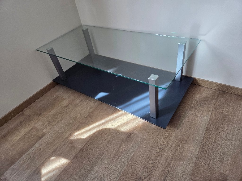 Glazen salontafel, Ophalen, Gebruikt, 100 tot 150 cm, 50 tot 100 cm