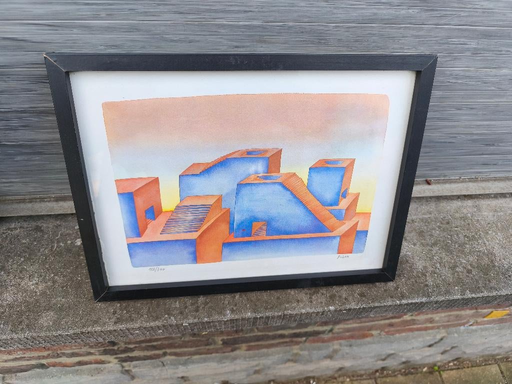 Lithographie signe jean Michel folon, Enlèvement ou Envoi