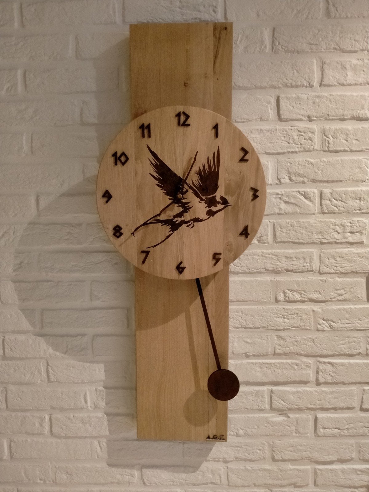 volledig zelf gebouwde eiken wandklok, Ophalen, Handgemaakt, Wandklok, Analoog