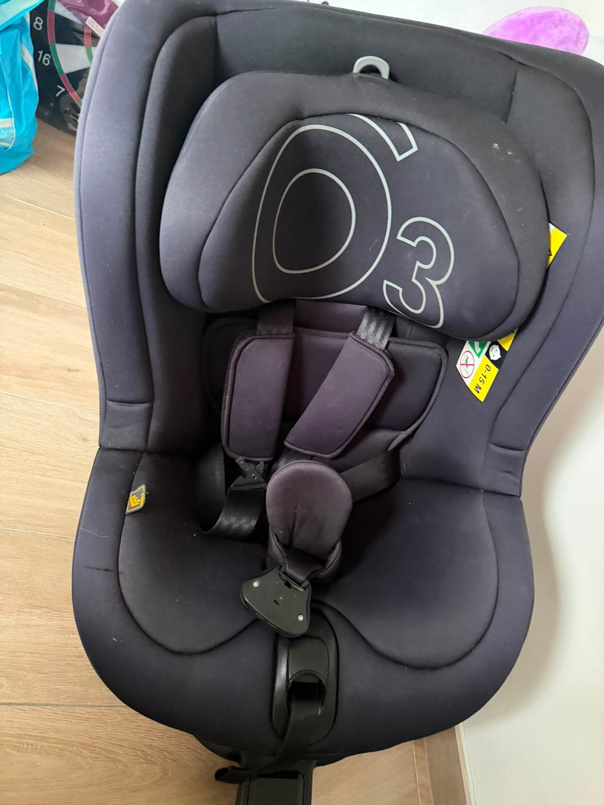 Veilig Zwart Autostoeltje met ISOFIX Base 360 (0-15m+), Kinderen en Baby's, 0 t/m 18 kg, Zijbescherming, Zo goed als nieuw, Isofix