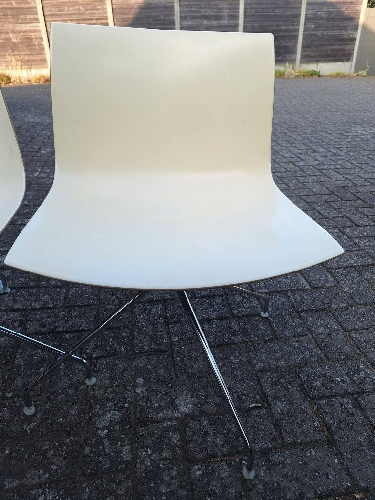 3x witte stoel, Huis en Inrichting, Stoelen, Ophalen, Kunststof, Gebruikt, Drie