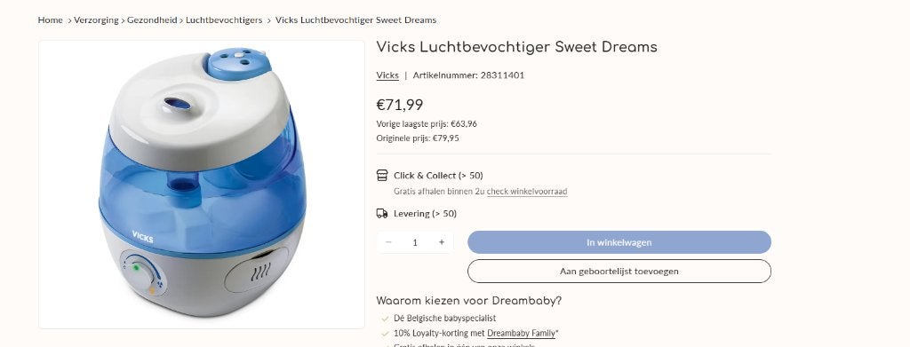 Vicks Luchtbevochtiger Sweet Dreams, Ophalen, Nieuw