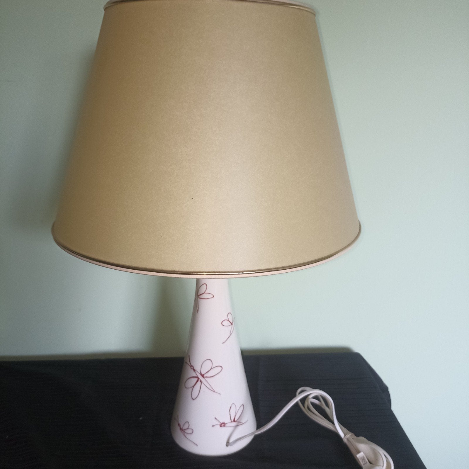 Lampe de table vintage en céramique Koralcoa, peinte à la ma, Maison & Meubles, Beige, Envoi, Design