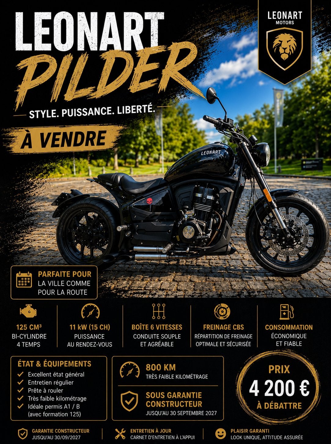 Leonart pilder 125cc, Enlèvement, Jusqu'à 11 kW