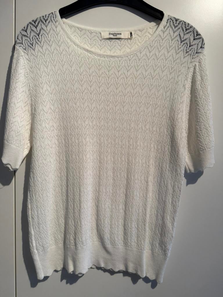 Daphnea Paris bloesje creme S/M, Kleding | Dames, Beige, Ophalen of Verzenden, Zo goed als nieuw, Korte mouw